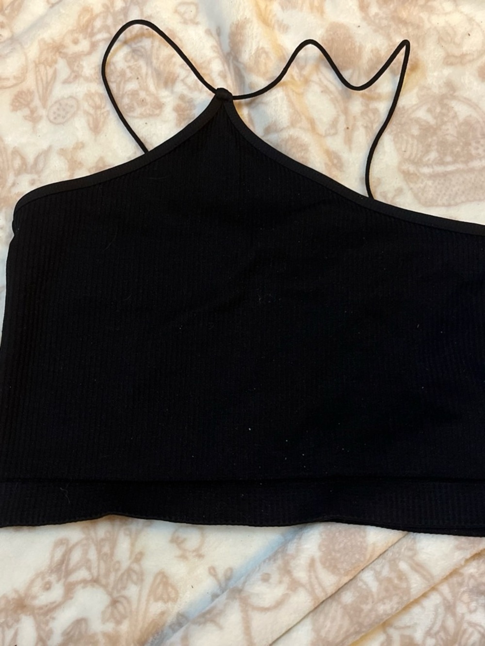 Tilly's Black Ribbed Halter Crop Tank